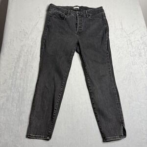 Good American‎ Jeans Womens 15 Good Legs Crop with Mini Slit Black Button Fly